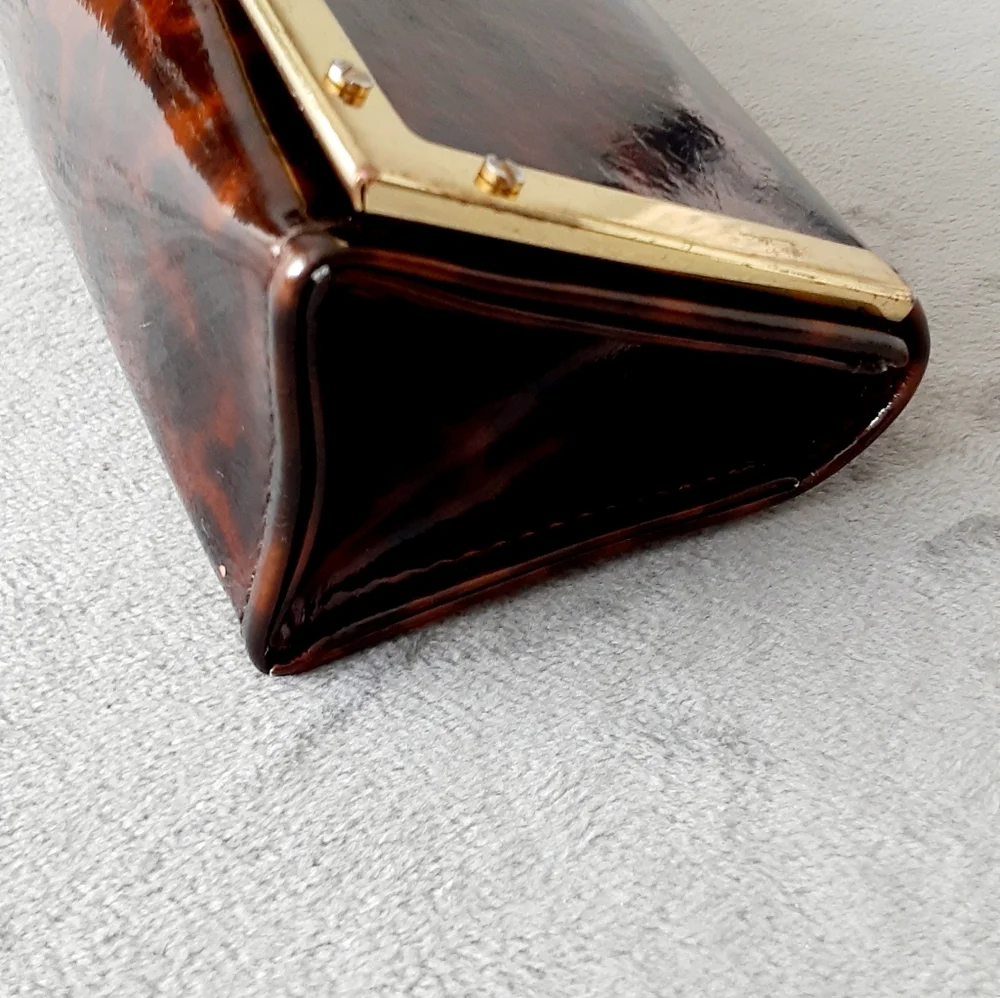 Tory Burch brown tortoise patent leather  sunglasses case